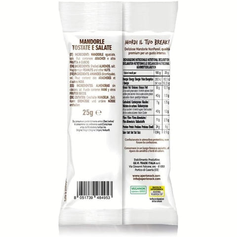 Aperisnack Patatine Chips Aperisnack B-Fruit Mandorle tostate e salate Geröstete und gesalzene Mandeln, 20 Einzelportionen à 25 g