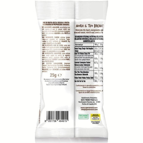 Aperisnack Patatine Chips Aperisnack B-Fruit mix sport  100% natürliche Mischung aus getrockneten und dehydrierten Früchten, 20 einzeln portionierte Snacks à 25 g.