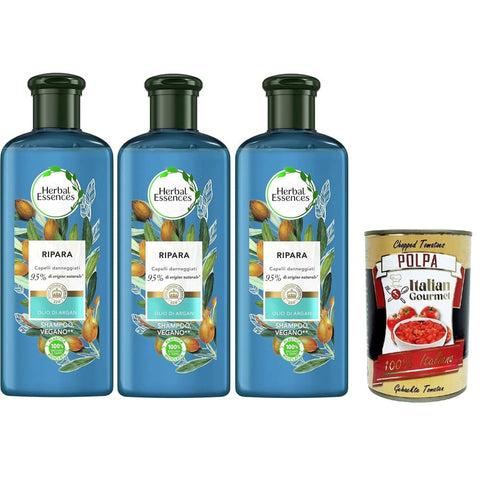 Arganöl-Shampoo Shampoo & Conditioner Sets Arganöl-Shampoo repariert geschädigtes Haar, in Zusammenarbeit mit den Royal Botanic Gardens of Kew - 3x250 ml Original italienisch inkl. Italian Gourmet Polpa 400g 8032804040014
