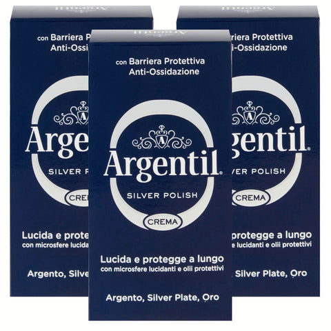 Argentil Spezieller Reiniger für Silber in Creme, Politur und Antioxidans, mit Schutzbarriere, x 3 Stück 150 ml Original italienisch