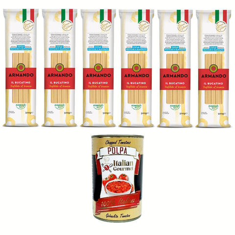 Armando Il Bucatino, Pasta di semola di grano duro trafilata al bronzo,Il Bucatino, Nudeln aus Hartweizengrieß aus Bronze gezogen 6x500 gr italienisch Original