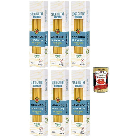 Armando Lo Kurze Pasta Armando Lo Armando, Lo Spaghetto senza glutine, Gluten - freie Pasta mit Multikereals mit Mais, Vollreis und Quinoa - Spaghetti gluten free 6x 400 g inkl. Italian Gourmet polpa 400g Original italienisch 8032804040014
