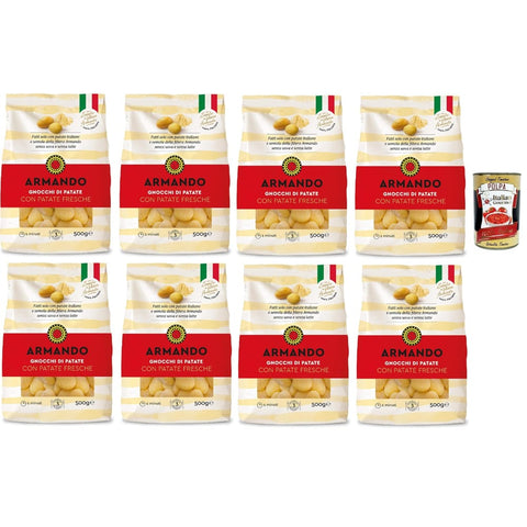 Armando Pasta Armando Gnocchi di Patate Gnocchi mit frischen italienischen Kartoffeln und Durumweizen -Grieß 100% italienischer Kette - 8x500 g italienisch Original Pasta + 8032804040014