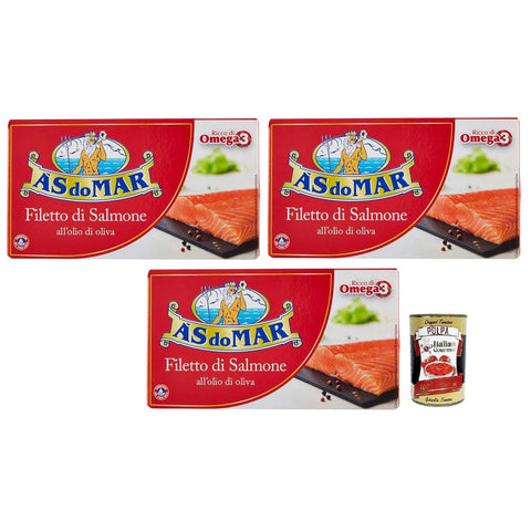 AS do Mar Filetto di Salmone all'Olio di Oliva Lachsfilet in Olivenöl Reich an Omega 3 Dose 3x 150g italienisch Original