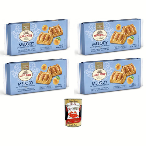 Asolo dolce - Melody mit Aprikosenmarmelade 4x100 g italienisch Original Pastasauce + kostenlos polpa 400 g