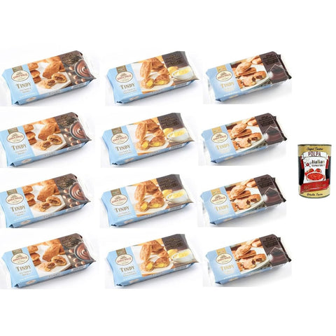 Asolo dolce Brot & Backwaren Asolo dolce Tindy Testpaket Ripieni di crema a Nocciola,Limone,Cioccolato fondente Haselnuss, Zitrone, dunkle Schokolade 110gr Original italienisch inkl. Italian Gourmet Polpa 400g 8000105000143