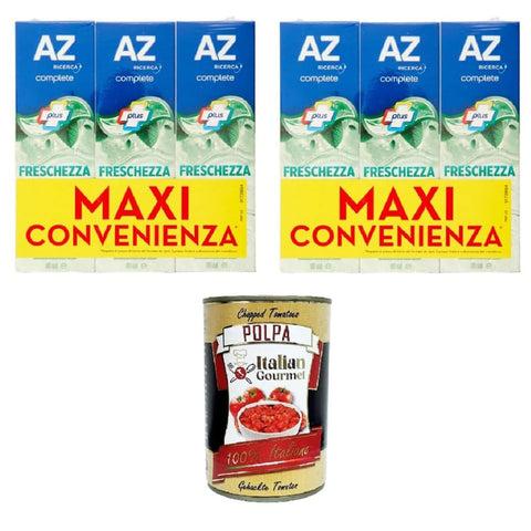 AZ Dentifricio Zahncremes AZ Dentifricio Complete Plus Freschezza Delicata Menta Leggera Complete Plus Zahnpasta Zarte Frische Leichte Minze 6x65 ml inkl. Italian Gourmet polpa 400g Original italienisch 8032804040014