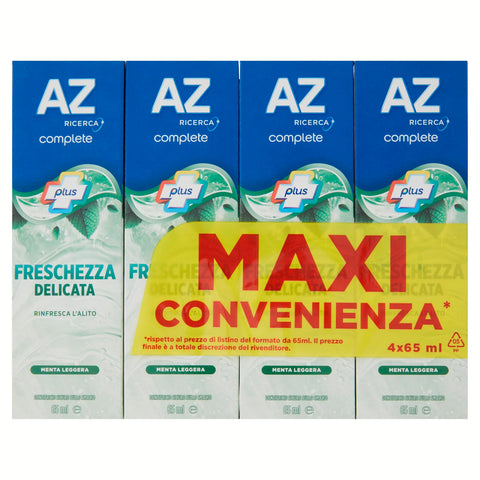 Az Ricerca AZ Zahnpasta Complete Plus Milde Frische Leichte Minze, 4 x 65 ml Zahncremes italienisch Original