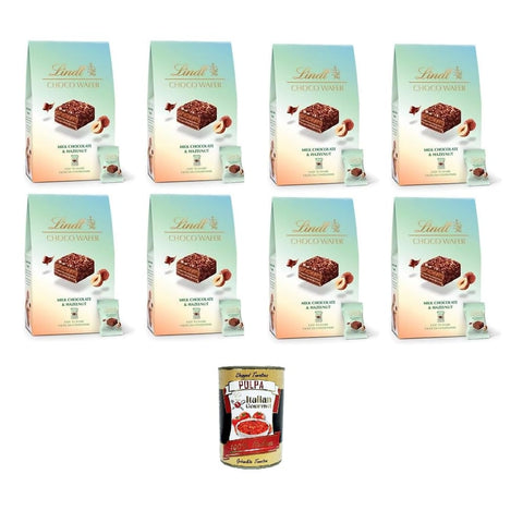 Bag Choco Riegel Bag Choco Wafer Haselnüsse Knusprige Milchpralinen mit Haselnuss und Gianduja einzeln verpackt 8x135 g italienisch Original Kekse + kostenlos polpa 400 g 8032804040014