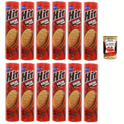 Bahlsen Hit Cacoa Crème Doppelkekse in der Großpackung - 2 lose Kekse mit Kakaocreme - Gebäck für die ganze Familie 12x220 g italienisch Original + kostenlos polpa