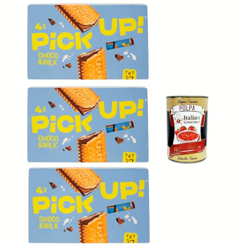 Bahlsen Pick Up Choco & Milk Milchschokoladentafel im Doppelkeks Packung Jede Packung enthält 4 Kekse à 3x112 g 28 g italienisch Original + kostenlos Polpa di