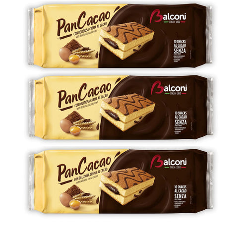 Balconi PanCacao al Cacao Weicher Biskuitkuchen und Süße Kakaocreme 280 g 3x italienisch Original