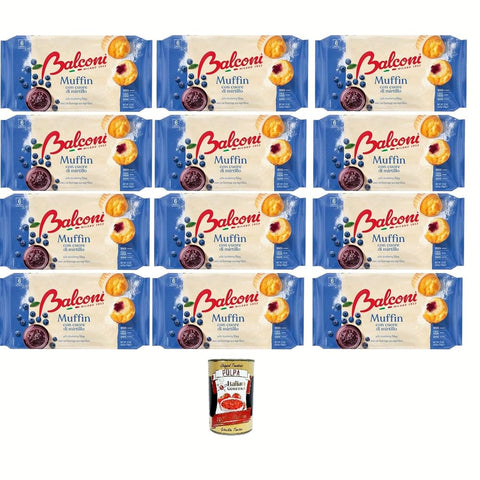 Balconi Cupcakes Balconi Muffin Con Cuore di Mirtillo Blaubeermuffins (12 x 240 g) + 400 g italienisches Gourmet-Fruchtfleisch 8001585010684