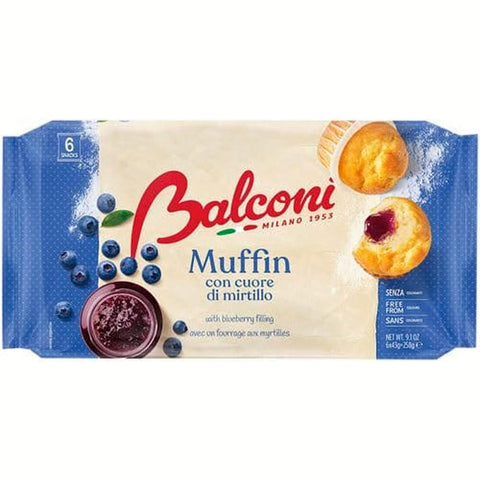 Balconi Cupcakes Balconi Muffin Con Cuore di Mirtillo Blaubeermuffins (12 x 240 g) + 400 g italienisches Gourmet-Fruchtfleisch 8001585010684