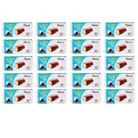 Balconi Knabberartikel 20x Balconi Rollino Latte Milk Mini Kuchen mit Milchcreme mit Schokolade überzogen 222g Original italienisch Snack 8001585001323