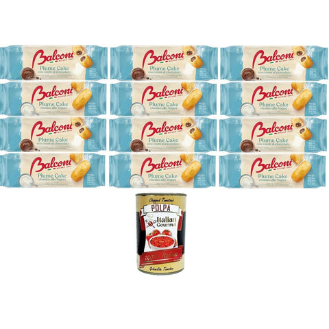 Balconi Kuchen & Torten Balconi Testpalet Plume Cake Classico con Yogurt, con Cuore di Cioccolato Plume Cake mit Schokoladenherz, Klassisch mit Joghurt 12x 190gr inkl. Italian Gourmet Polpa 400g Original italienisch 8032804040014