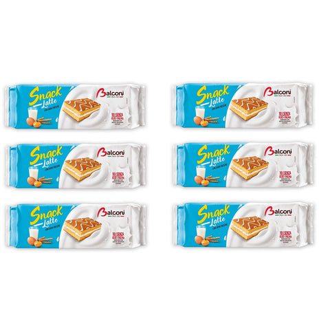 6x Balconi Snack al Latte Kuchen Snacks mit Milchcreme und frischen Eiern (10x28 g) 280 g italienisch Original Gebäck