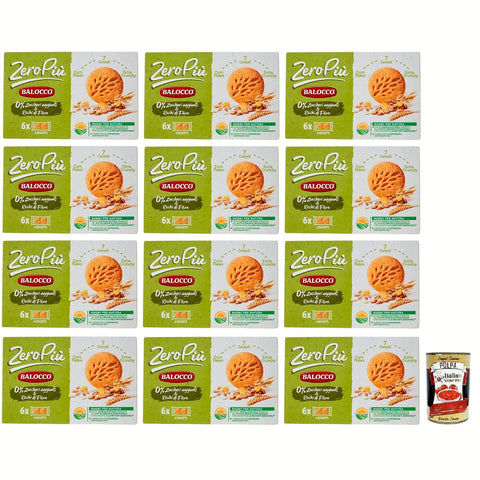 Balocco Zero Più Biscotti Ohne Zuckerzusatz Kekse mit Cornflakes 7 Cerealien und Extra Crunchy Packung mit 230 g 12x italienisch Original + kostenlos Polpa di