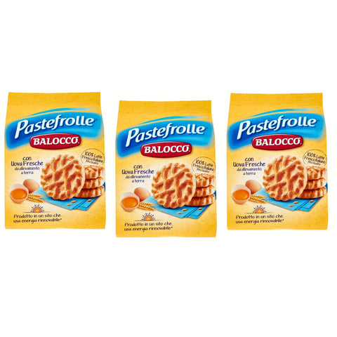 3x Balocco Pastefrolle Biscotti con latte italiano e uova fresche Kekse mit italienischer Milch und frischen Eiern biscuits cookies 100% Italienische Kekse 700