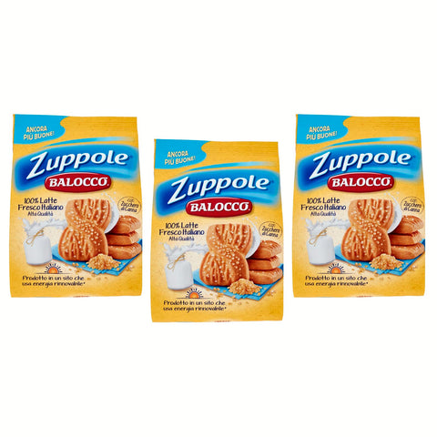 Balocco Zuppole Biscotti con latte fresco italiano e zucchero di canna Kekse mit frischer italienischer Milch und braunem 3x350g Original italienisch