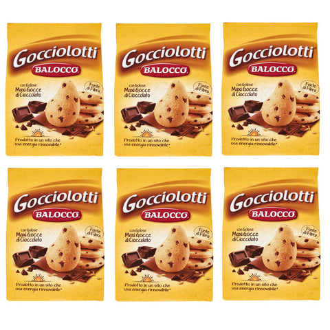 Balocco Gocciolotti Biscotti con gocce di cioccolato Kekse mit Schokoladenstückchen 100% Italienische Kekse 350 g 6x italienisch Original