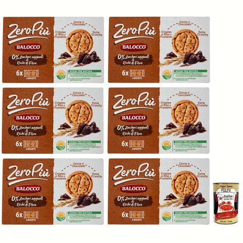Balocco Zero Più Biscotti Ohne Zuckerzusatz,Kekse mit Reis und Weizencrispies,Schokoladentropfen und Extra Crunchy 210 g italienisch Original