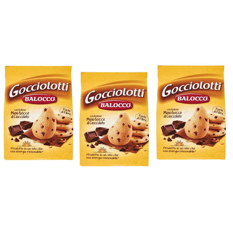 Balocco Kekse Balocco Gocciolotti Biscotti con gocce di cioccolato Kekse mit Schokoladenstückchen 100% Italienische Kekse 350 g 3x italienisch Original 8001100067162