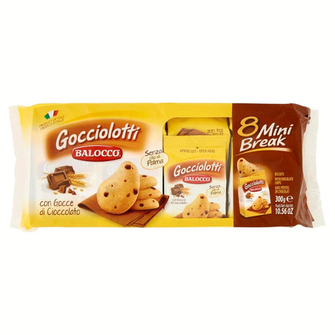 Balocco Kekse Balocco Gocciolotti kekse mit Schokolade Tropfen 8 snacks 300g biscuits 3x Original italienisch 8001100067339