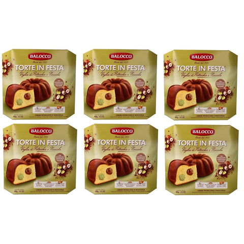 Balocco Kekse Balocco Torte in Festa Voglia di Pistacchio e Nocciola Kuchen gefüllt mit köstlicher Pistazien- und Haselnusscreme 400 g 6x italienisch Original Gebäck 8001100070810