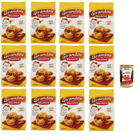 Balocco Snack Kuchen & Backwaren Balocco Girandole kekse mit Schokolade und Sahne, Ohne Palmöl, ohne Konservierungsstoffe, 12x 350g biscuits cookies Original italienisch inkl. Italian Gourmet Polpa 400g 8032804040014