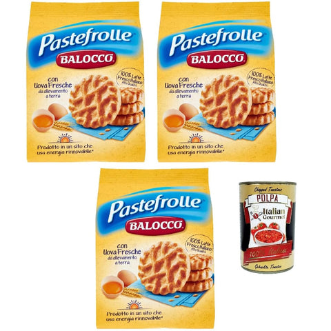 Balocco Snack Kuchen & Backwaren Balocco Pastefrolle Biscotti con latte italiano e uova fresche Kekse mit italienischer Milch und frischen Eiern biscuits cookies 100% Italienische Kekse 3x 350g Original italienisch inkl. Italian Gourmet Polpa 400g 8032804040014
