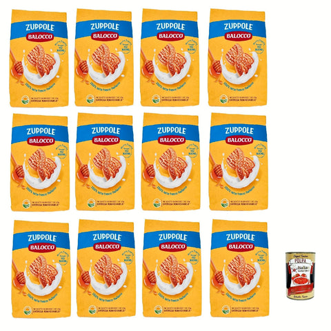 Balocco Zuppole Kekse zum Frühstück Kekse mit 100% italienischer Milch kuchen 12x350 g italienisch Original + kostenlos polpa 400 g