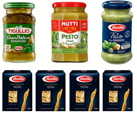 Barilla Deutschland GmbH 1x Star Tigullio GranPesto Pesto alla Genovese + 1x Barilla Pesto alla genovese 190 g + 1x Mutti Pesto Verde Pomodori Verdi 190 g + 5x