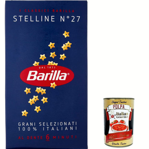 Barilla Stelline n° 27 Pasta 100% italienisch Nudeln aus Hartweizengrieß Packung 500 g 10x italienisch Original + kostenlos Polpa di Pomodoro 400 g Dose