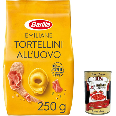 Barilla Pasta all' Uovo Le Emiliane Tortellini con Prosciutto Crudo Eiernudeln Pasta mit Ei 250 g 6x italienisch Original + kostenlos polpa 400 g