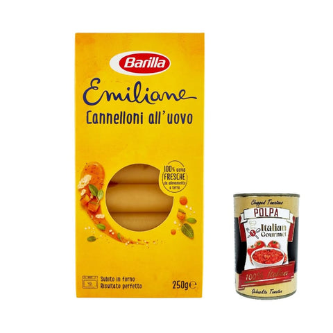 Barilla Internationale Nudeln Barilla Pasta all' Uovo Le Emiliane Cannelloni, Eiernudeln, Pasta mit Ei 250g 12x Original italienisch inkl. Italian Gourmet Polpa 400g 8076800226881