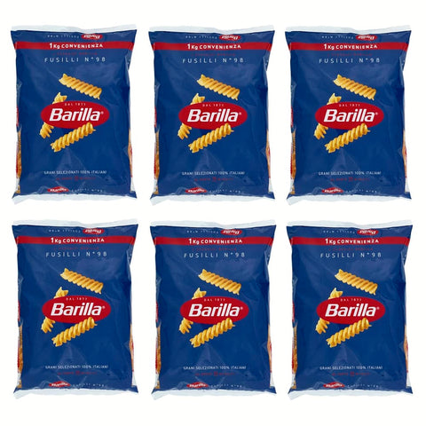 Barilla Internationale Nudeln Barilla Pasta Fusilli N.98 100% Italienischer Weizen Italienisch Nudeln 1Kg 6x Original italienisch inkl. Italian Gourmet Polpa 400g 8076809540513