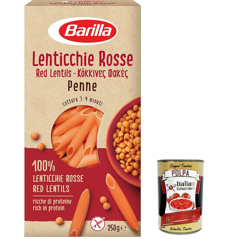 Barilla Pasta di Legumi Penne di Lenticchie Rosse Rote Linsen Penne Gluten frei gluten free 12x 250g italienisch Original