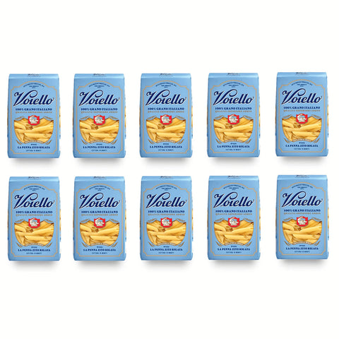 Voiello La Penna Zito Rigata n°155 Pasta 100% Italienischer Weizen Teigwaren aus Hartweizengrieß Bronze Zeichnung 10x500g Original italienisch