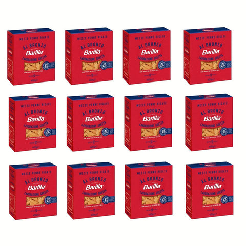 Barilla Mezze Penne Rigate al Bronzo Bronze Gezogene Pasta 400 g Rohe Verarbeitungsmethode Kurze Pasta italienisch Original
