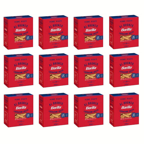Barilla Penne Rigate al Bronzo Bronze Gezogene Pasta Rohe Verarbeitungsmethode 12x400g Original italienisch