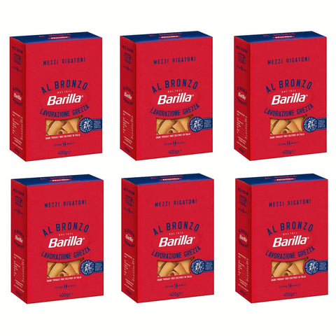 Barilla Mezzi Rigatoni al Bronzo Bronze Gezogene Pasta 400 g Rohe Verarbeitungsmethode Kurze Pasta italienisch Original