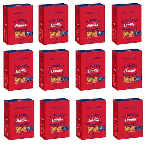 Barilla Kurze Pasta Barilla Mezzi Rigatoni al Bronzo Bronze Gezogene Pasta 400g Rohe Verarbeitungsmethode 12x Original italienisch 8076809580960