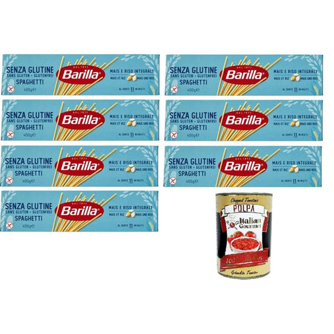 Barilla Kurze Pasta Barilla Pasta Spaghetti Senza Glutine Glutenfrei pasta nudeln, gluten free 7x 400gr Original italienisch inkl. Italian Gourmet Polpa 400g 8076809572736