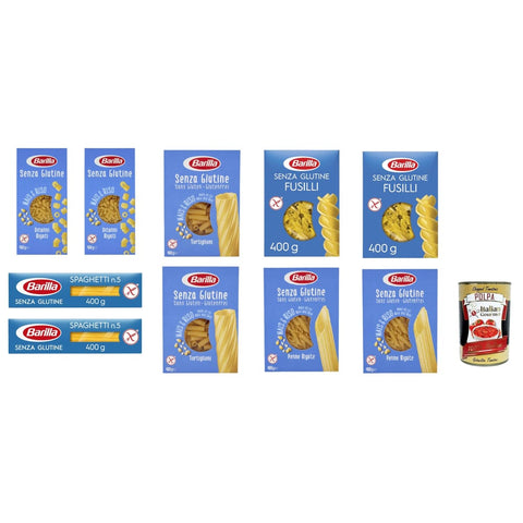 Barilla Kurze Pasta Barilla senza Glutine Glutenfrei pasta nudeln 10 x 400G TESTPAKET Original italienisch inkl. Italian Gourmet Polpa 400g 8076809569453