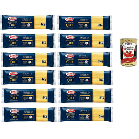 Barilla Nudeln & Pasta Barilla Pasta Selezione Oro Chef Linguine n° 13 Italienische Kurze Pasta 1Kg Packung 12x Original italienisch inkl. Italian Gourmet Polpa 400g 8076809527972