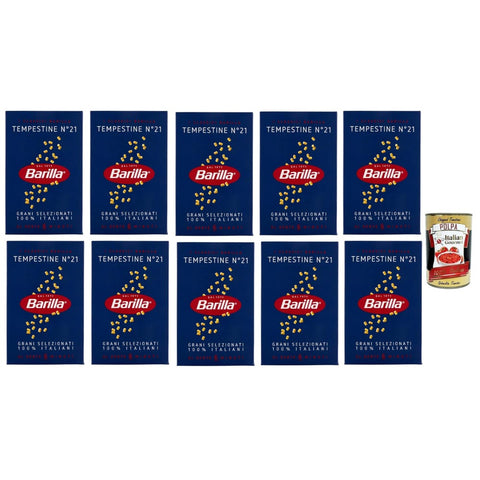 Barilla Nudeln & Pasta Barilla Tempestine n° 21, Pasta 100% italienisch Nudeln aus Hartweizengrieß 500g Packung 10x Original italienisch inkl. Italian Gourmet Polpa di Pomodoro 400g Dose 8076800315219