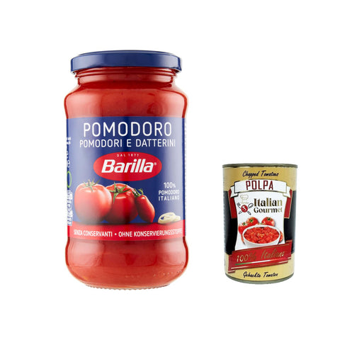 Barilla Sugo Pomodoro e Datterini Sauce mit 100% italienischen Tomaten Sauce für Pasta 400 g 3x italienisch Original + kostenlos polpa 400 g
