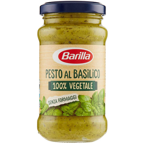Barilla Pesto al Basilico 100% Vegetale Gemüse Basilikum Pesto ohne Käse Pasta Sauce 100% Italienisches Pesto 3x195g Original italienisch
