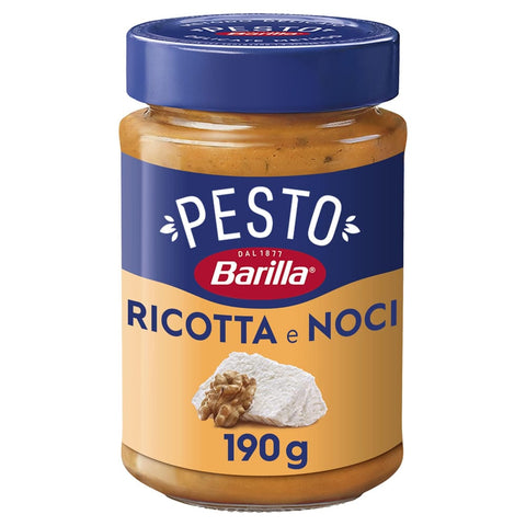 Barilla Pesto Barilla Pesto Ricotta e Noci 12x190g | Glutenfreie Italienische Pasta-Sauce mit cremigem Ricotta, Walnüssen und Grana Padano, Nudel-Soße, rotes Pesto Original italienisch 8076809086653